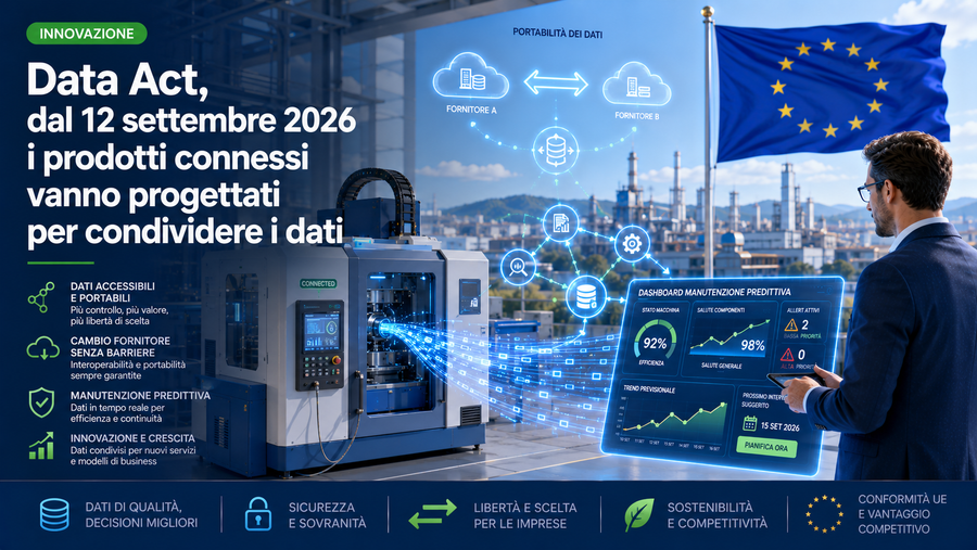 Data Act, dal 12 settembre 2026 i prodotti connessi vanno progettati per condividere i dati