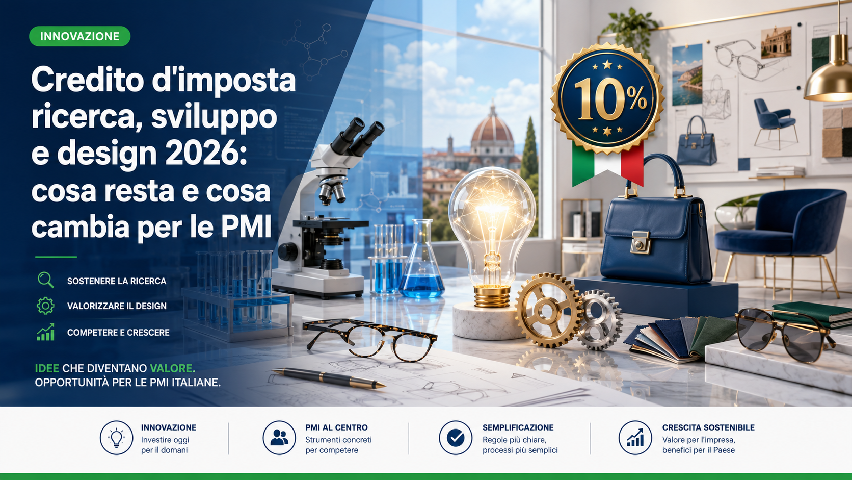 Credito d'imposta ricerca, sviluppo e design 2026: cosa resta e cosa cambia per le PMI