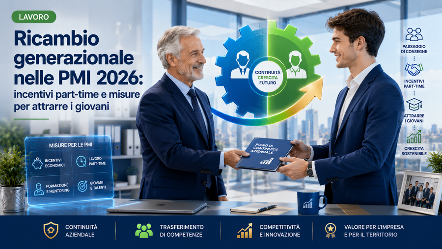 Ricambio generazionale nelle PMI 2026: incentivi part-time e misure per attrarre i giovani