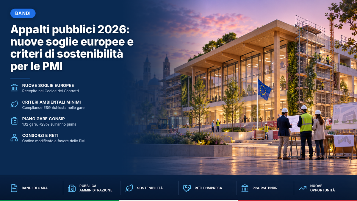 Appalti pubblici 2026: nuove soglie europee e criteri di sostenibilità per le PMI
