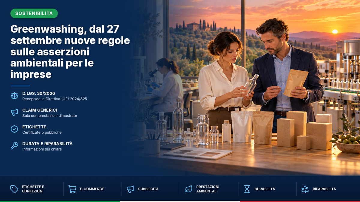Greenwashing, dal 27 settembre nuove regole sulle asserzioni ambientali per le imprese