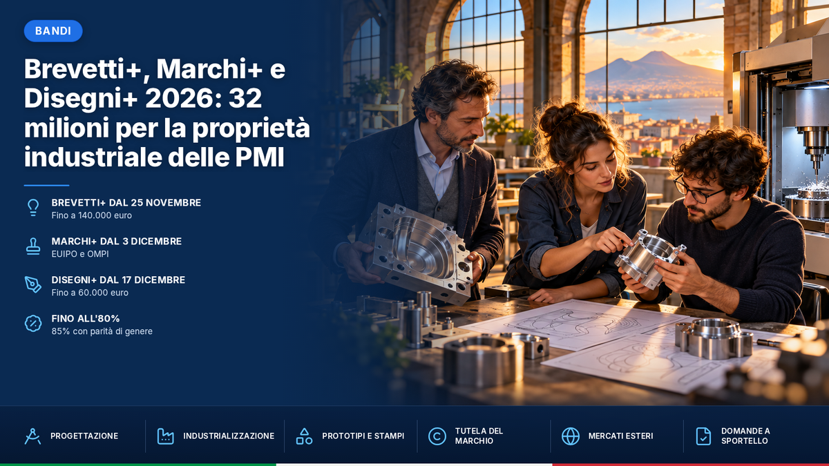 Brevetti+, Marchi+ e Disegni+ 2026: 32 milioni per la proprietà industriale delle PMI