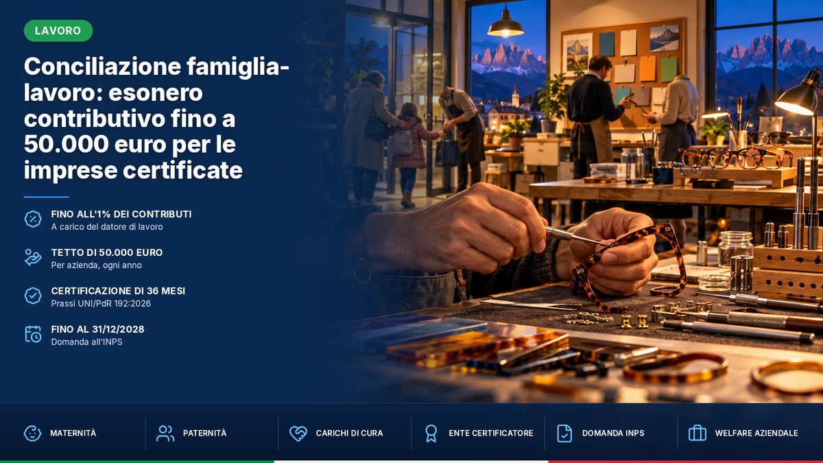Conciliazione famiglia-lavoro: esonero contributivo fino a 50.000 euro per le imprese certificate