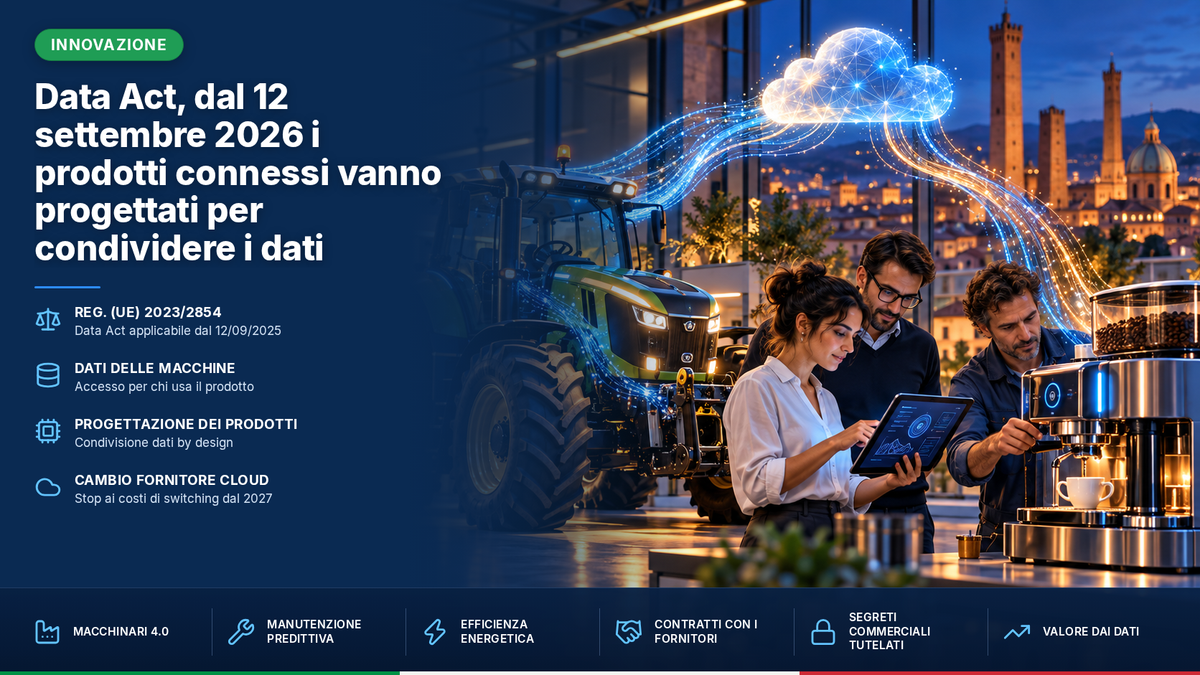 Data Act, dal 12 settembre 2026 i prodotti connessi vanno progettati per condividere i dati