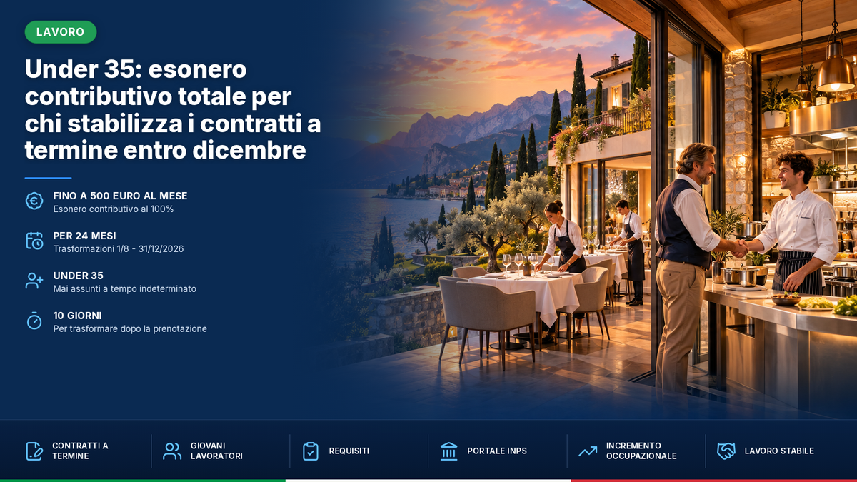 Under 35: esonero contributivo totale per chi stabilizza i contratti a termine entro dicembre