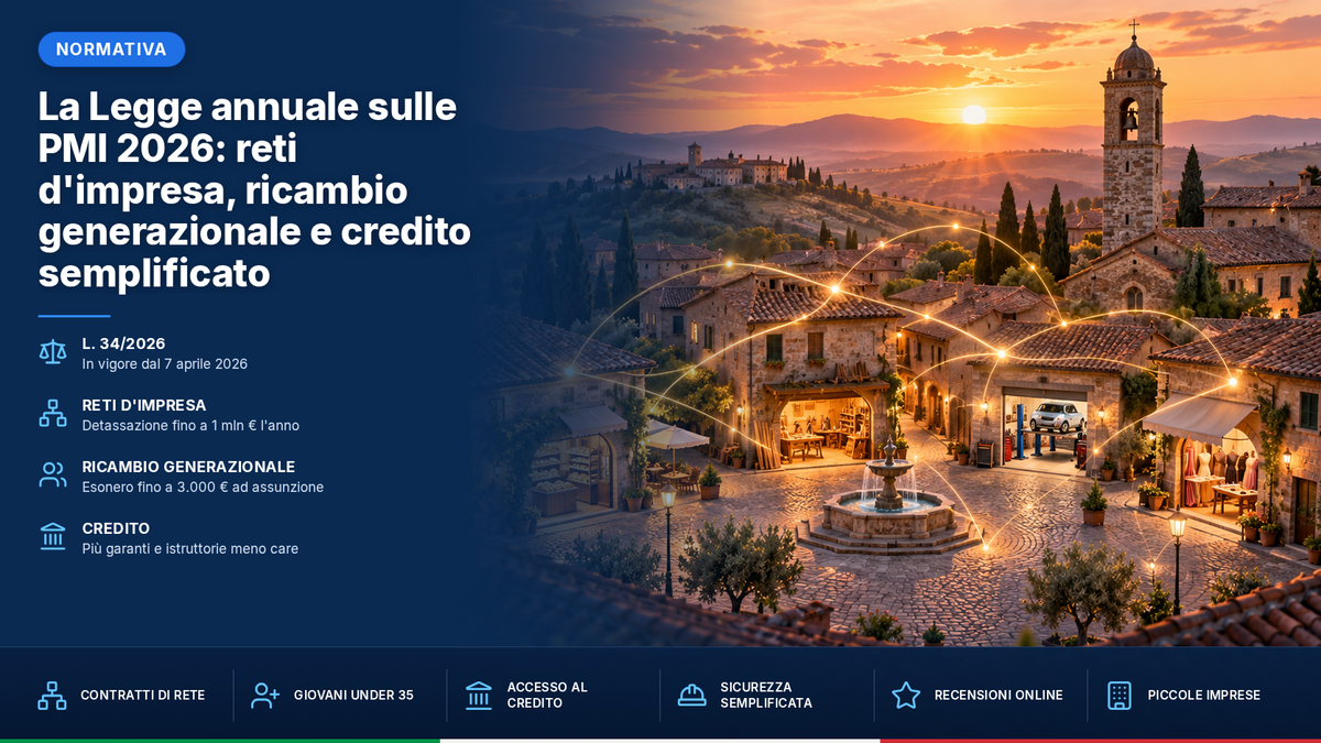 La Legge annuale sulle PMI 2026: reti d'impresa, ricambio generazionale e credito semplificato