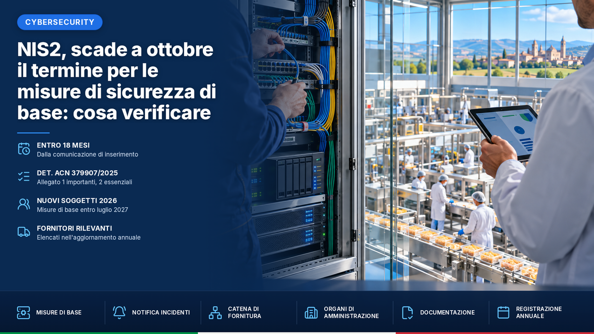NIS2, scade a ottobre il termine per le misure di sicurezza di base: cosa verificare