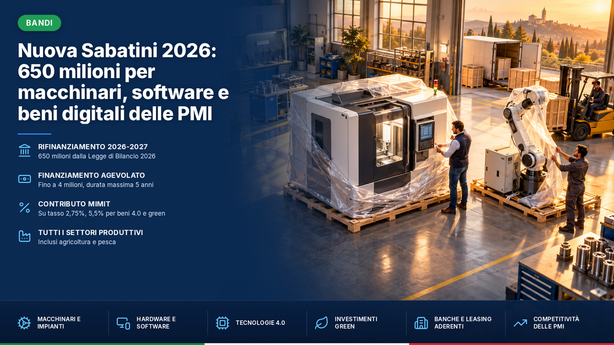 Nuova Sabatini 2026: 650 milioni per macchinari, software e beni digitali delle PMI