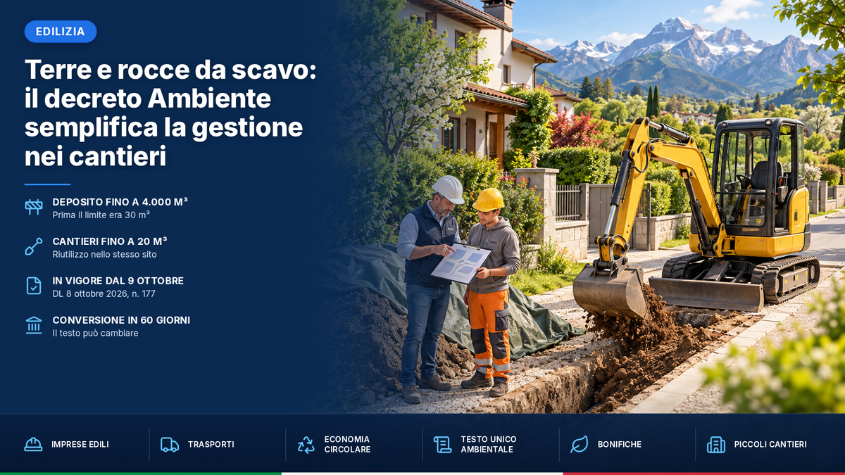 Terre e rocce da scavo: il decreto Ambiente semplifica la gestione nei cantieri