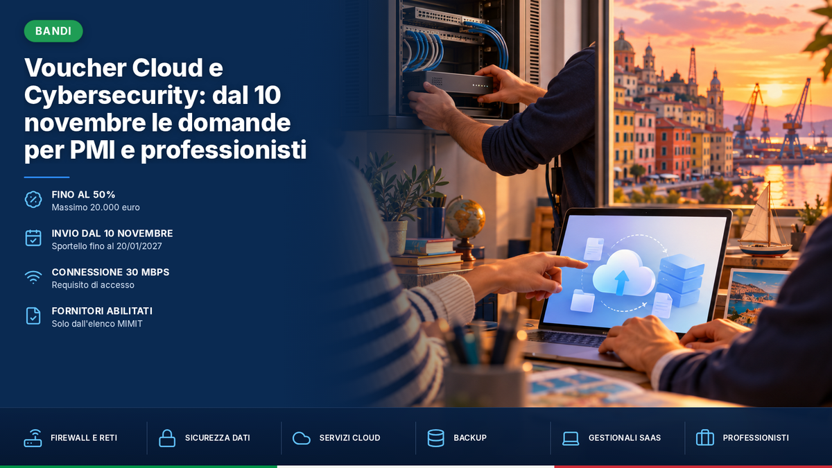 Voucher Cloud e Cybersecurity: dal 10 novembre le domande per PMI e professionisti