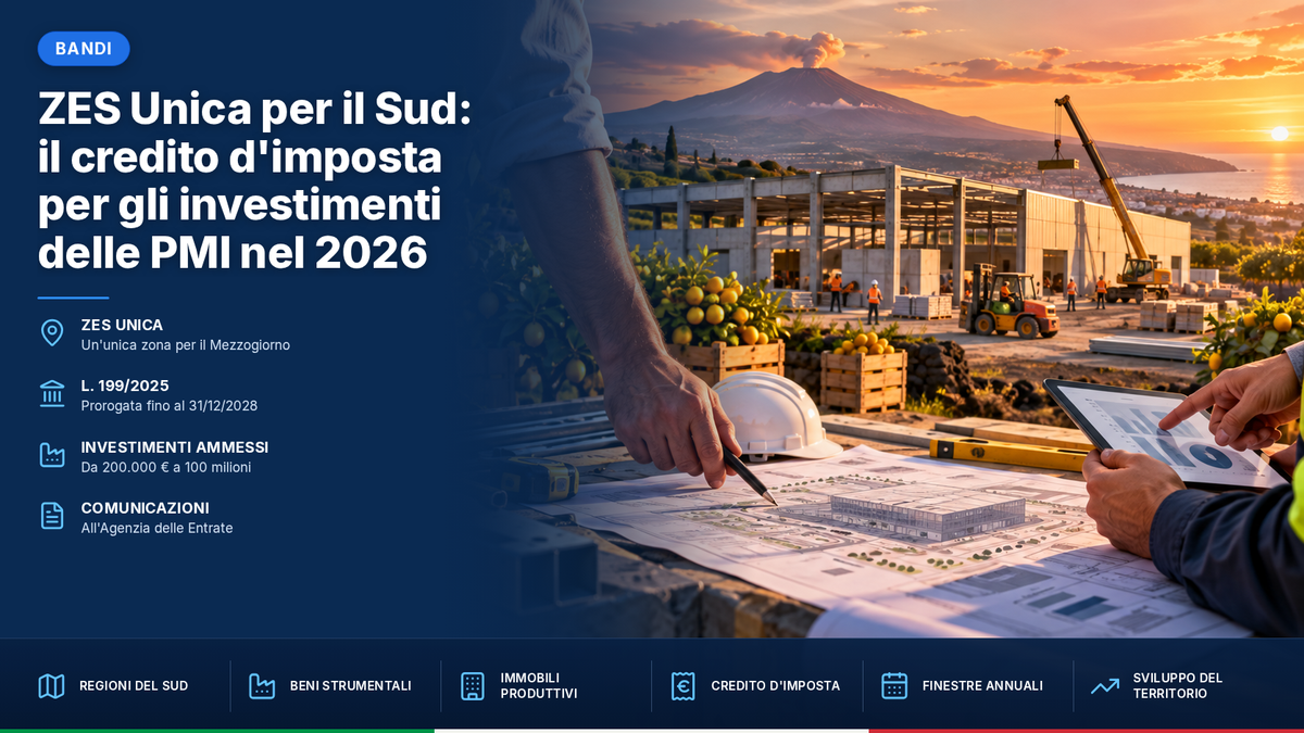 ZES Unica per il Sud: il credito d'imposta per gli investimenti delle PMI nel 2026