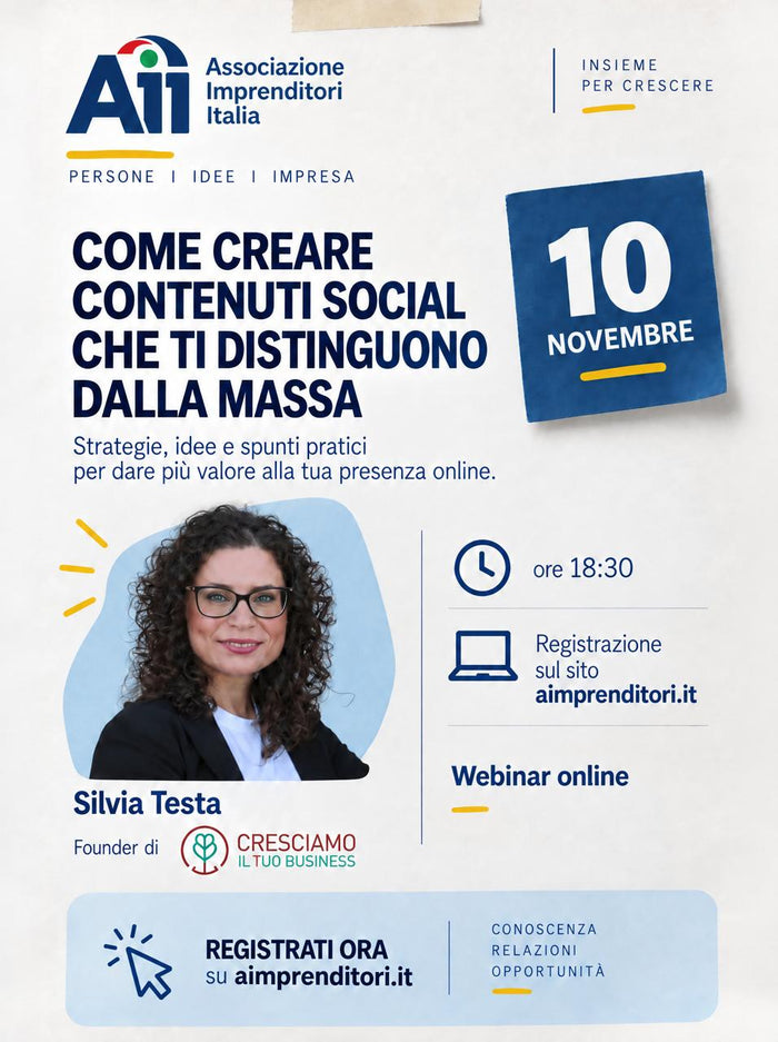 Locandina Come creare contenuti social che ti distinguono dalla massa